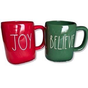 RAE DUNN Set of Two Mugs Joy and Believe